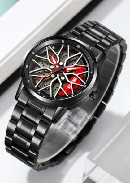 Stainless Steel Wheel Dial Quartz Watch
